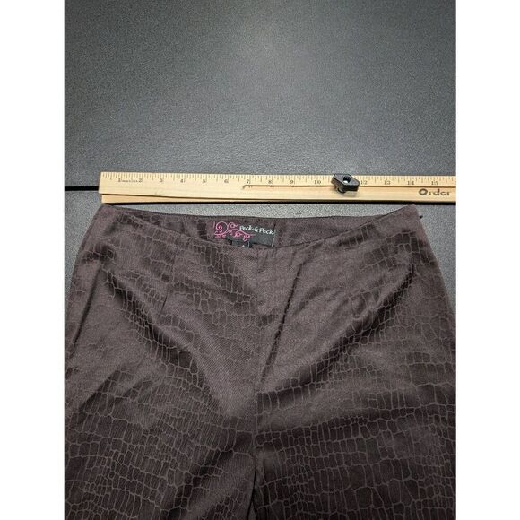 Peck & Peck Chocolate Brown Textured Pants. Women's Size 4 - Picture 4 of 6